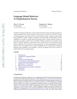 Language Model Behavior: A Comprehensive Survey
