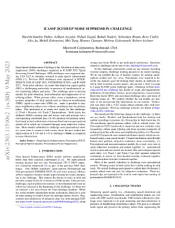 ICASSP 2023 Deep Noise Suppression Challenge