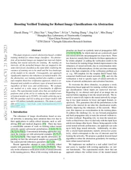 Boosting Verified Training for Robust Image Classifications via
  Abstraction