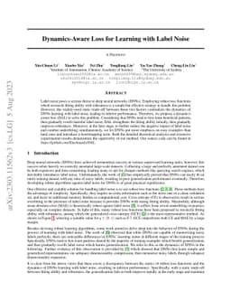 Dynamics-Aware Loss for Learning with Label Noise