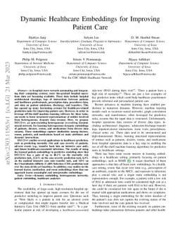 Dynamic Healthcare Embeddings for Improving Patient Care