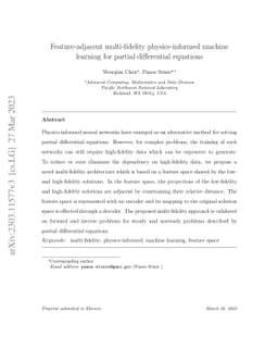 Feature-adjacent multi-fidelity physics-informed machine learning for
  partial differential equations