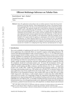 Efficient Multi-stage Inference on Tabular Data