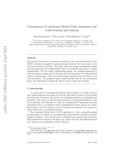 Convergence of variational Monte Carlo simulation and scale-invariant
  pre-training