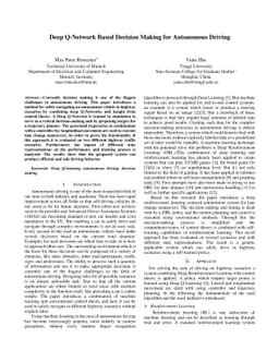 Deep Q-Network Based Decision Making for Autonomous Driving