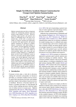 Simple Yet Effective Synthetic Dataset Construction for Unsupervised
  Opinion Summarization