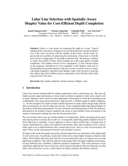 Lidar Line Selection with Spatially-Aware Shapley Value for
  Cost-Efficient Depth Completion