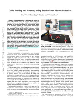 Cable Routing and Assembly using Tactile-driven Motion Primitives