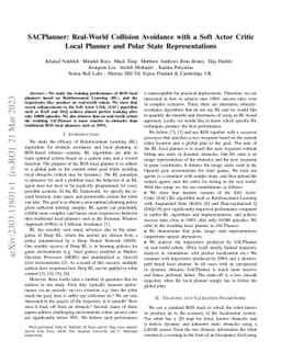 SACPlanner: Real-World Collision Avoidance with a Soft Actor Critic
  Local Planner and Polar State Representations