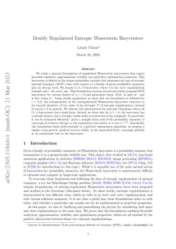 Doubly Regularized Entropic Wasserstein Barycenters