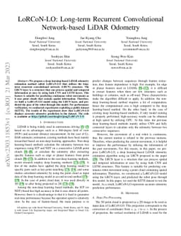 LoRCoN-LO: Long-term Recurrent Convolutional Network-based LiDAR
  Odometry