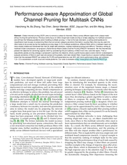 Performance-aware Approximation of Global Channel Pruning for Multitask
  CNNs
