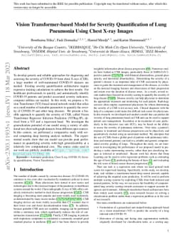 Vision Transformer-based Model for Severity Quantification of Lung
  Pneumonia Using Chest X-ray Images
