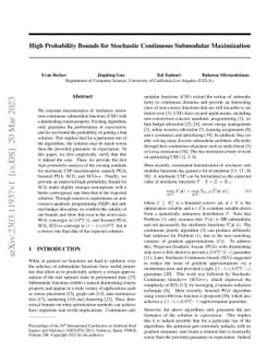 High Probability Bounds for Stochastic Continuous Submodular
  Maximization