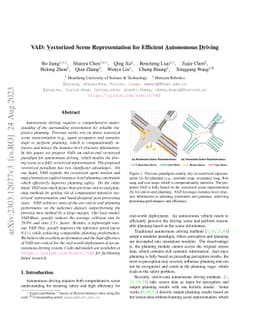 VAD: Vectorized Scene Representation for Efficient Autonomous Driving