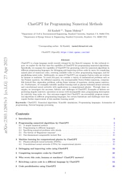 ChatGPT for Programming Numerical Methods