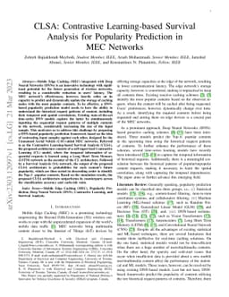 CLSA: Contrastive Learning-based Survival Analysis for Popularity
  Prediction in MEC Networks
