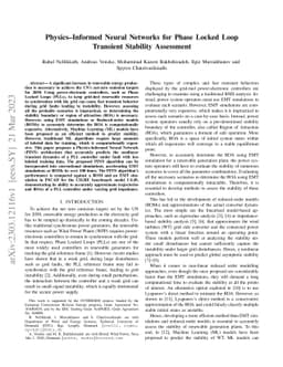 Physics Informed Neural Networks for Phase Locked Loop Transient
  Stability Assessment