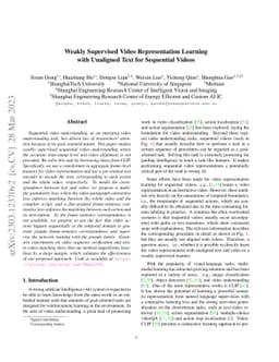 Weakly Supervised Video Representation Learning with Unaligned Text for
  Sequential Videos