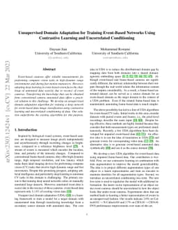 Unsupervised Domain Adaptation for Training Event-Based Networks Using
  Contrastive Learning and Uncorrelated Conditioning