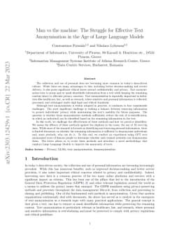 Man vs the machine: The Struggle for Effective Text Anonymisation in the
  Age of Large Language Models