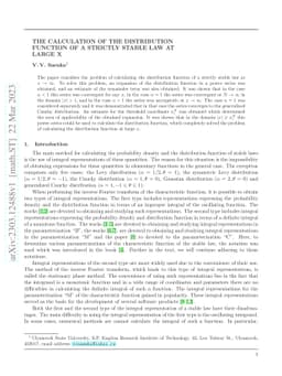 The calculation of the distribution function of a strictly stable law at
  large X