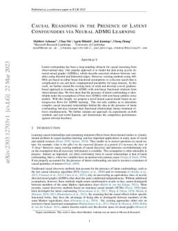 Causal Reasoning in the Presence of Latent Confounders via Neural ADMG
  Learning
