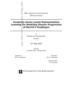 Geometry-Aware Latent Representation Learning for Modeling Disease
  Progression of Barrett's Esophagus