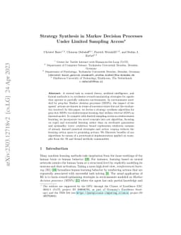 Strategy Synthesis in Markov Decision Processes Under Limited Sampling
  Access