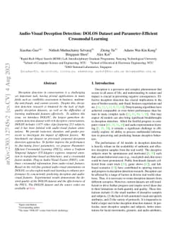 Audio-Visual Deception Detection: DOLOS Dataset and Parameter-Efficient
  Crossmodal Learning