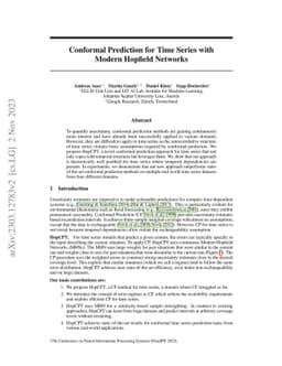 Conformal Prediction for Time Series with Modern Hopfield Networks