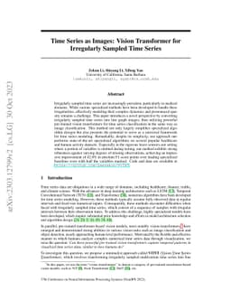 Time Series as Images: Vision Transformer for Irregularly Sampled Time
  Series