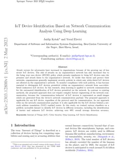 IoT Device Identification Based on Network Communication Analysis Using
  Deep Learning