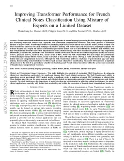 Improving Transformer Performance for French Clinical Notes
  Classification Using Mixture of Experts on a Limited Dataset