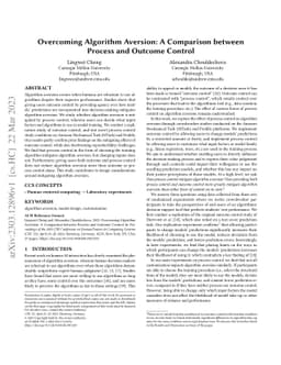 Overcoming Algorithm Aversion: A Comparison between Process and Outcome
  Control