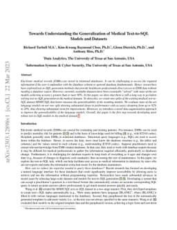 Towards Understanding the Generalization of Medical Text-to-SQL Models
  and Datasets