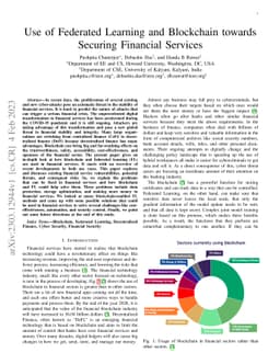 Use of Federated Learning and Blockchain towards Securing Financial
  Services