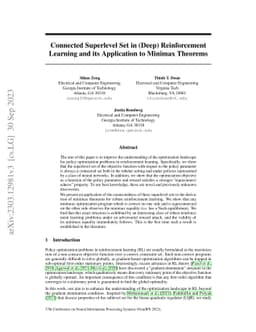 Connected Superlevel Set in (Deep) Reinforcement Learning and its
  Application to Minimax Theorems
