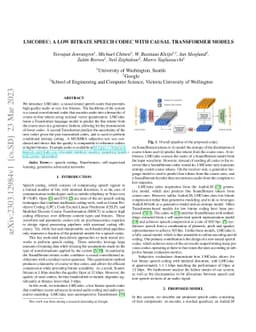 LMCodec: A Low Bitrate Speech Codec With Causal Transformer Models