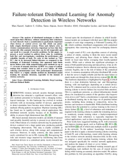 Failure-tolerant Distributed Learning for Anomaly Detection in Wireless
  Networks