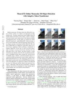 MonoATT: Online Monocular 3D Object Detection with Adaptive Token
  Transformer
