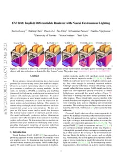 ENVIDR: Implicit Differentiable Renderer with Neural Environment
  Lighting