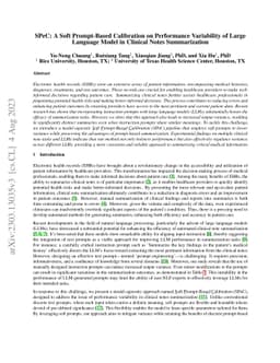 SPeC: A Soft Prompt-Based Calibration on Performance Variability of
  Large Language Model in Clinical Notes Summarization