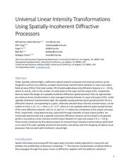 Universal Linear Intensity Transformations Using Spatially-Incoherent
  Diffractive Processors
