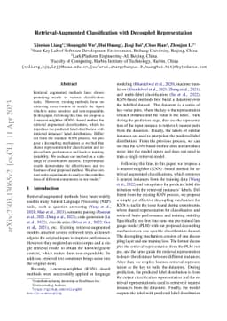 Retrieval-Augmented Classification with Decoupled Representation