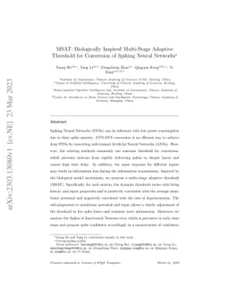 MSAT: Biologically Inspired Multi-Stage Adaptive Threshold for
  Conversion of Spiking Neural Networks