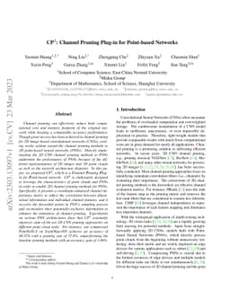 CP$^3$: Channel Pruning Plug-in for Point-based Networks