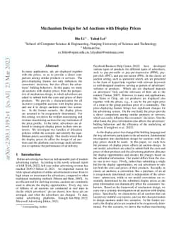 Mechanism Design for Ad Auctions with Display Prices