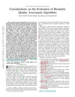 Considerations on the Evaluation of Biometric Quality Assessment
  Algorithms