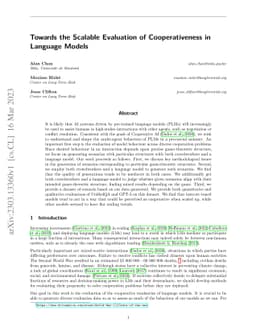 Towards the Scalable Evaluation of Cooperativeness in Language Models
